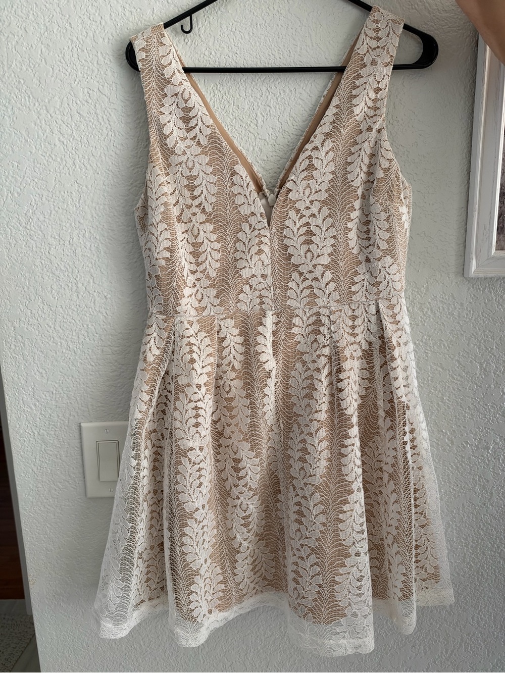 Lulu's Ivory Lace Fit & Flare Mini Dress